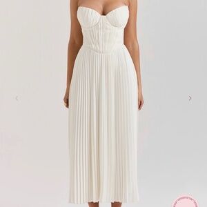 chinese dress ladies Valencia Cream Lace Corset Maxi Dress With Detachable Skirt  Club L London